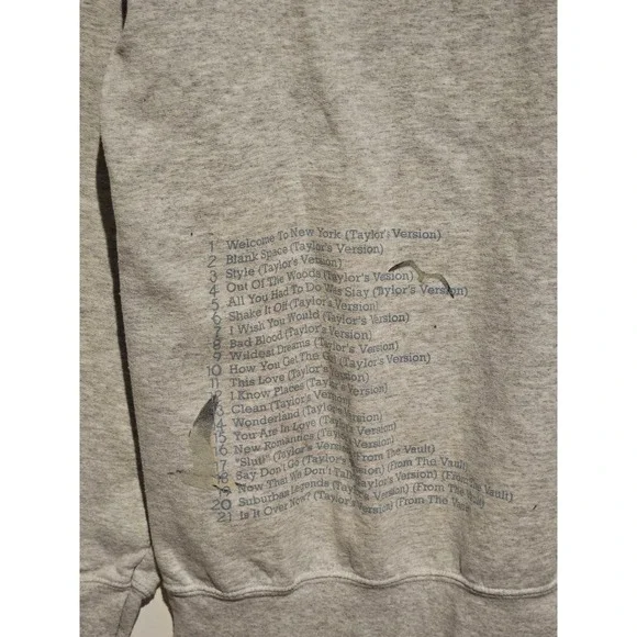 Taylor Swift 1989 Taylors Version Crewneck Sweatshirt Heather Grey Size S - Picture 5 of 8